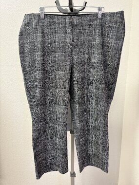 Alfani Black White Crosshatch Cropped Pants Plus Size 18W